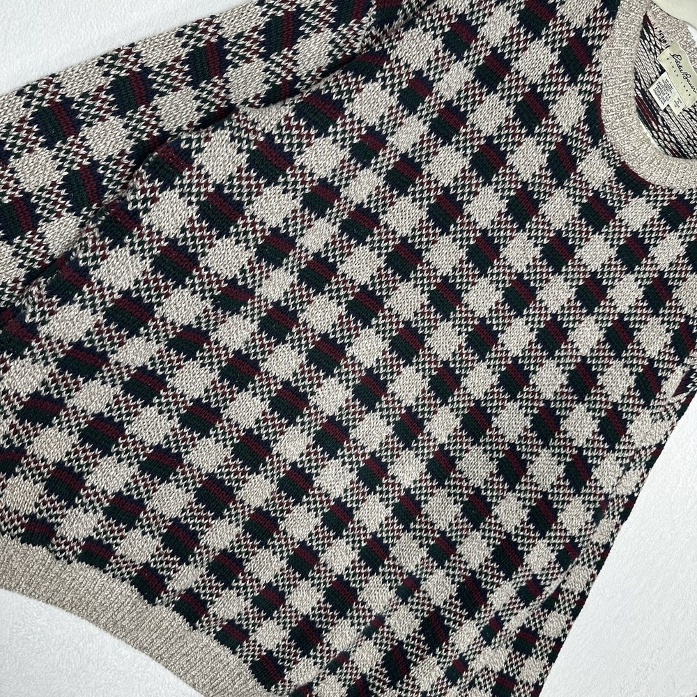 Vtg Eddie Bauer Sweater Mens XL Plaid Check Knit Cotton Grandpa Gorpcore 90s USA - Picture 2 of 8